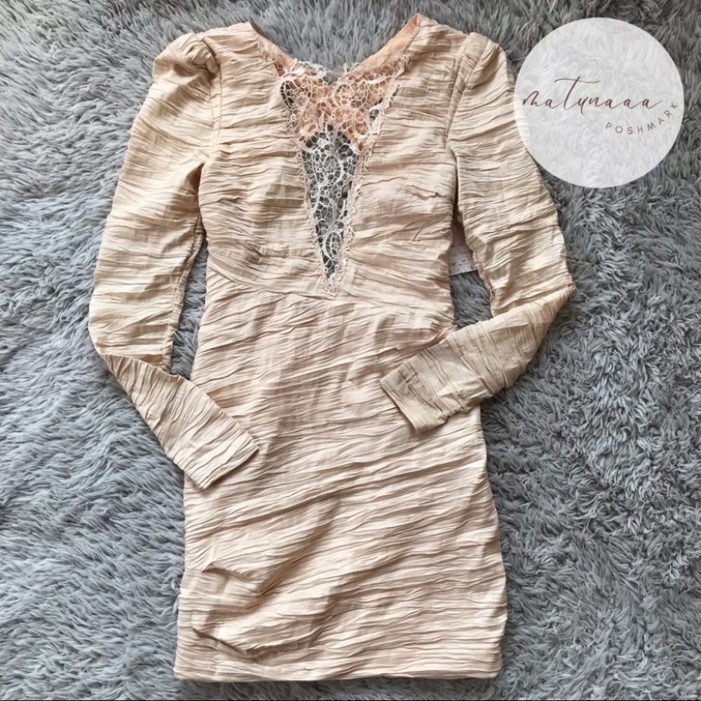 Free People Ballet Look Of Love Ruched Crinkle Bodycon Dress 6